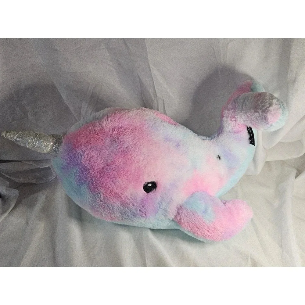 FAO Schwarz Narwhal Plush Stuffed Animal Pastel Tie Dye Silver Glitter Horn 2020